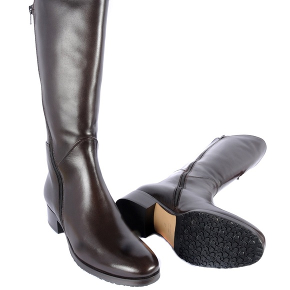 Le Pepe Napa Brn Mid Calf Boots with Shearling Fur - Picture 6 of 6